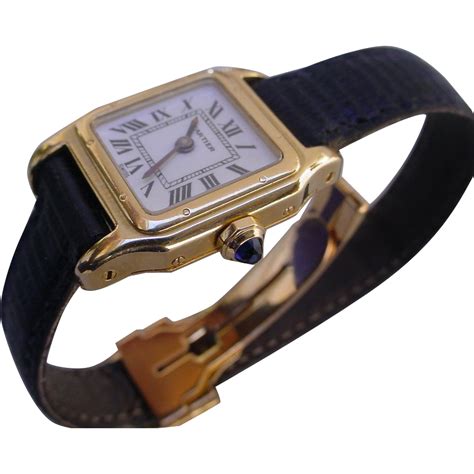 Vintage 18K Gold Cartier Santos Dumont, Lds. w/Gold Deployant 